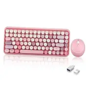 PERIDUO-713 Wireless Mini Keyboard and Mouse Combo, Retro Round Key Caps,