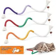 Potaroma Cat Toys Chew Ropes 3Pcs with Refillable Natural Catnip, Safe Teeth Cleaning Toy for Indoor Kittens, Interactive Cat Nip Kitty Toys for All Breeds 19.5 Inches