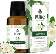 (10ml) Jasmine Essential Oil by Pure Bio Naturals, Uplifting Jasmine Perfume Oil, Pure Jasmine essential oil for skin, Sweet Fragrant Oil, Nourishing Jasmine Body Oil, Aromatherapy Oil for Diffuser