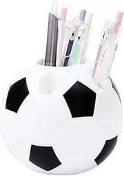Creative Football Pen Holder, Football Style Pen Holder for Students with 6 Holes, Table Organiser Made of Plastic, Not Deformed, Easy to Clean, for Desk Home School Office