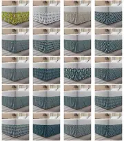 Ambesonne Vintage Themed Bedskirt Elastic Wrap Around Skirt Gathered Design