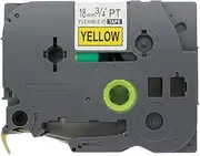 Fassport 1 Pack Black on Yellow Flexible Label Tape Compatible for Brother P-Touch TZ FX641 TZe FX641 18mm 3/4"