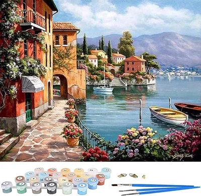 Paint by Numbers Kits,Canvas Painting 16 x 20 Canvas,The Harbour Wall Home