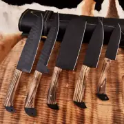 HAND FORGED CARBON STEEL CHEF KNIFE SET KITCHEN KNIVES CUTLERY SET WITH SHEAT