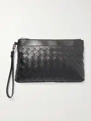 [Bottega Veneta] Bottega Veneta - Prism Intrecciato Leather Pouch - Black - One size One size Black