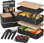 Bento Box Lunch Box with Compartments (47Oz)Stackable, Microwave Safe