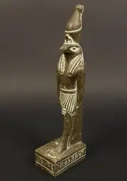 LRG Gorgeous Egyptian Walking God Horus as Flacon Wearing Crown On Base Statue