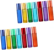 LOLIPPYY 14Pcs Dull Polish Glass Bottles Colorful Empty Perfume Bottles for Essential Oils Travel Friendly Design Versatile Liquid Storage