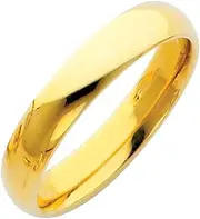 [JewelryWeb] 14ct Yellow Gold 4mm Traditional Comfort-Fit Wedding Band Ring Size X 1/2
