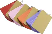 Colour Record Card Kraft Paper Blank Flash Card 9x5.5cm Assorted Colors 200 Pieces with 4 Binder Rings