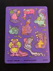 Vintage 80’s 3M Scratch & Sniff Sticker Sheet - Grape Dragons