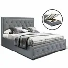 New Bed Frame Double Full Size Gas Lift Base With Storage Grey Fabric TIYO