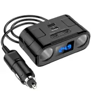 2 Way Cigarette Lighter Socket Car Charger USB Type C Fast Charger Power Adapter (for: Audi)