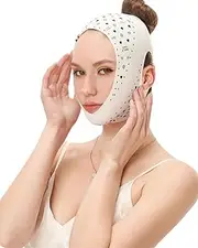 1 x Reusable Chin Strap, V-Chin Face Tightening Band, Mask V-Line Lifting Mask, Face Tightening Mask for Women, Breathable Mesh, White