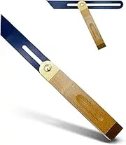 MIB Bevel with Beech Wood Leg and Blue Blade 250 x 28 x 1.0 mm | Protractor for Carpenter's Square | Angle Bevel with Brass Fitting | Measuring Tool for Carpenters & Carpenters | Precision Angle
