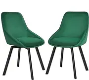 ALFORDSON Velvet Dining Chairs Set of 2, Kitchen Chair with Swivel Seat, Metal Legs & Floor Protector, Reading Seating for Home Cafe Coffee Table, Max 150kg, Green