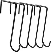 Hitefu 6PCS Vinyl Fence Hooks, 3 x 8 Inches Patio Hooks, Black Powder Coated Steel Hangers for Hanging Bird Feeder, Plants, Lights, Planters, Pool Equipment