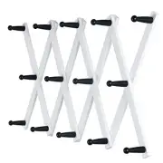 Accordian Wall Hanger: 16” High Wooden Wall 16" Tall (14-hook) White & Black