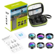 APEXEL 6 in 1 Cell Phone Camera Lens Kit Macro Wide Angle for iPhone Smartphone
