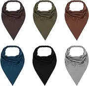 Soft Elastic Triangle Bandana Head Scarves - 6Pcs Boho Headbands, Solid Color Hair Scarf Bandanas