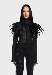 [Punk Rave] Gothic Faux Feather Shoulder Accessory