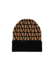 Valentino Toile Iconographe Turn-Up Brim Beanie One size Black