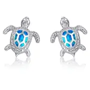 Sterling Silver Blue Opal Sea Turtle Stud Earrings Jewelry Gifts for Women, H...