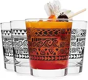 Libbey Tiki Kahiko Rocks Glass, Black, 13-Ounce, Set of 4
