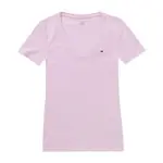 TOMMY 經典V領LOGO素面短袖T恤(女)-粉色