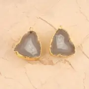 Antique Design Agate Slice Yellow Gold Electroplated DIY Making Connector Pairs