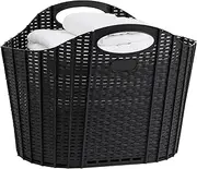 Mind Reader 40L Collapsible Laundry Hamper, Clothes Basket, Premium Wicker Design, Plastic, 21.5"L x 15"W x 15.25"H, Black