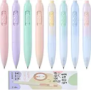 Maydahui 8 PCS Retractable Expressions Pocket Rollerball Gel Pens Novelty Short Round Pens Mini Fat Pen Tremor Parkinson Pens Arthritis Hands Pen Morandi Color Black Ink for School Party Office