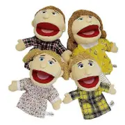Cartoon Family Hand Puppet Plush Toys for Preschool Early Education Mouth-Opening Role Play Puppets