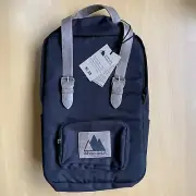 Adventurist Classic Backpack NWT Black Canvas Brown Leather Straps