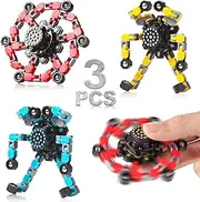 Gokeey 3 Pcs Fidget Toys, Transformable Fidget Spinners,Autism ADHD Stress Relief Sensory Toys for Boys and Girls Age 8-12, Stocking Stuffers for Kids Adults