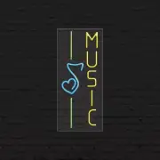 Music Sign for Business Displays | LED Flex Neon | 13"W x 32"H x 1"D