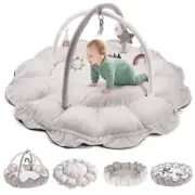 5-in-1 Convertible Baby Play Gym with 6 Toys, Tummy Time Mat for Sensory Deve...