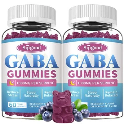 2 Pack GABA Gummies for Adults Relaxation Zzz & Mood – Sugar-Free Calm Gummie...
