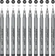 SAYEEC Fineliner Pens with Brush Set 10 Assorted Nib Size Micro Liner Inking Pens Permanent Markers for Journal Sketching Drawing Drafting Designer Art Manga Comic