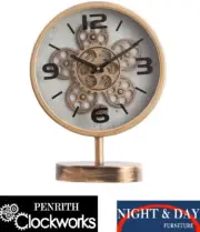 Skeleton clock Kia Pedestal stand clock 41 cm Luxurious exposed rotary gear Gold