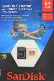 SanDisk Extreme 64GB microSDXC UHS-I Card with Adapter