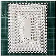 Nested Stitched Scallop Rectangle Frame Cutting Dies, Metal Stencils for DIY Craft Paper Card Making Scrapbooking Embossing 10.7X13.9 cm