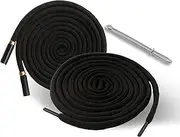 EKIND 2PCS 51 Inch Long Universal Drawstring Cords Replacement with 1PC Easy Threaders, Suitable for Sweatpants,Shorts,Hoodie String, Simple and Durable(Cylinder Black, Cylindrical Big + Small Head)