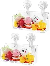 2Pcs Bath Toy Storage Holder for Bathtub, Clear Bath Toy Organizer Large Capacity Bathtub Toy Storage Shower Caddy for Bathroom