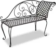 Garden Chaise Lounge 128 cm Steel Antique Brown,Iron Chaise Lounge for Garden and Patio with Scroll Pattern Design Patio Seating