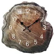 12 Inch Simulation Annual Ring Wooden Wall Clock Old Wood Grain Silent Clocks Watch Living Room Home Office Decorations As Shown
