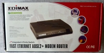 Edimax AR-706A+A 4-PORT SWITCH WIRELESS ADSL2+ ROUTER. UNUSED, BOXED + LEADS