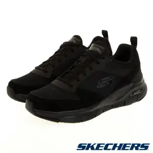 SKECHERS ARCH FIT 黑色綁帶式運動男鞋（232101BBK）