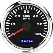ZFGVGNMTYA 52mm 3000-8000 RPM Tachometer Tacho Meter Gauge with Red Backlight for Car Truck Marine Boat Yacht RV Camper 9-30V Accessories Car Tachometer(6000 RPM BS)