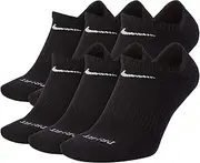 [Nike] Everyday Plus Cotton Cushioned Crew Socks (6 Pair) (Black - No Show, Medium)